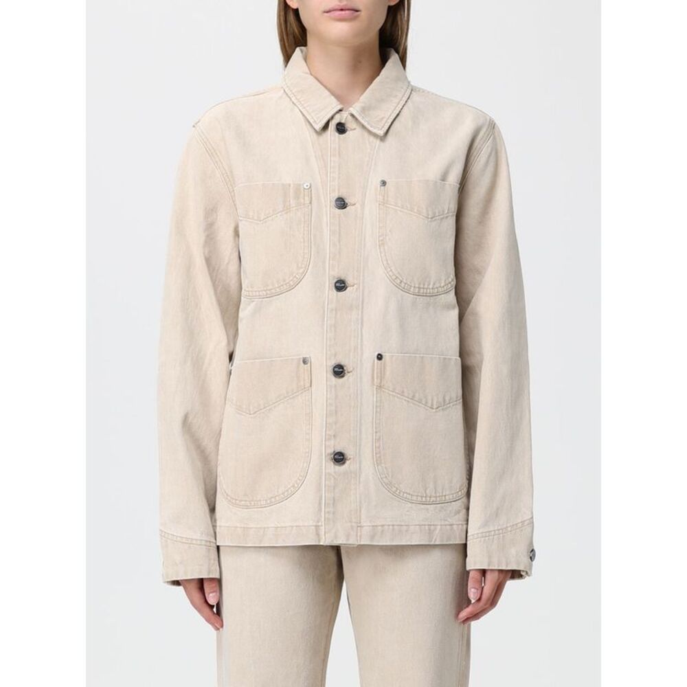 Khaite Women Khaite Beige Cotton Short Shirt Jacket With Classic Collar